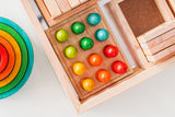 Mini Rainbow People on Wooden Tray