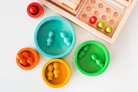 Mini Rainbow People on Wooden Tray