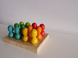 Mini Rainbow People on Wooden Tray