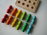 Mini Rainbow People on Wooden Tray